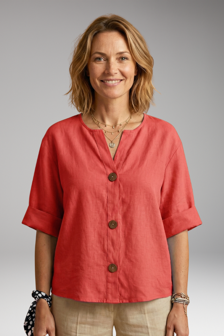 Women's Loose-Fitting Summer Blouse with Breathable Linen and Relaxed Fit