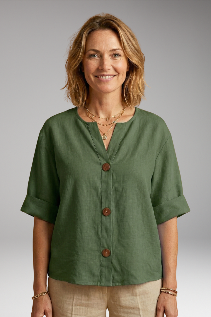 Women's Loose-Fitting Summer Blouse with Breathable Linen and Relaxed Fit