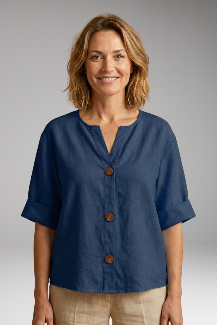 Women's Loose-Fitting Summer Blouse with Breathable Linen and Relaxed Fit