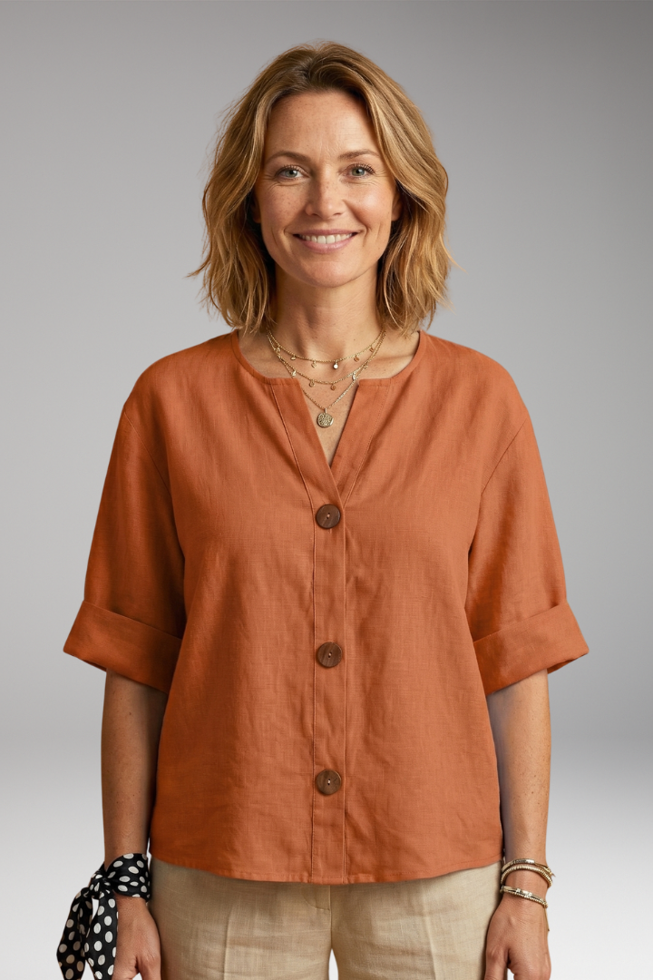 Women's Loose-Fitting Summer Blouse with Breathable Linen and Relaxed Fit