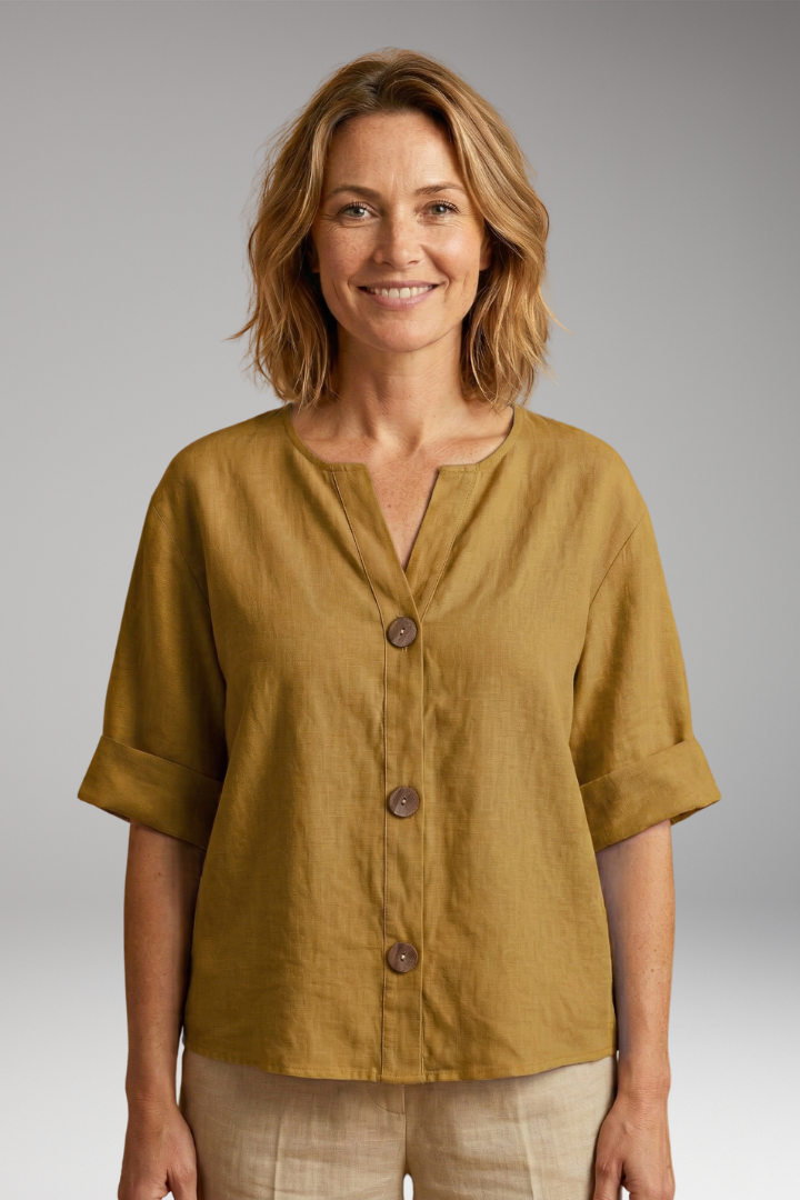 Women's Loose-Fitting Summer Blouse with Breathable Linen and Relaxed Fit