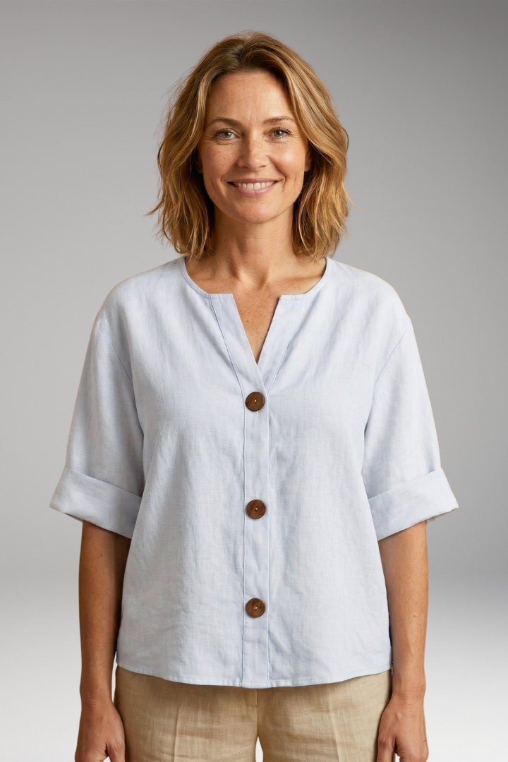 Women's Loose-Fitting Summer Blouse with Breathable Linen and Relaxed Fit