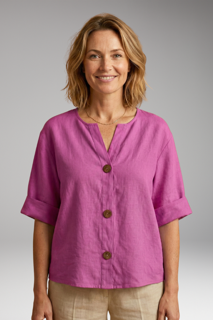 Women's Loose-Fitting Summer Blouse with Breathable Linen and Relaxed Fit