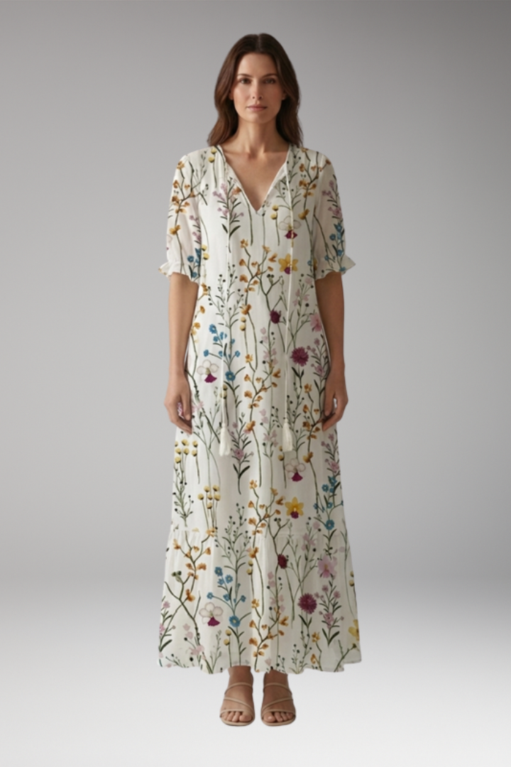 Women's Maxi Dress with Bohemian Design and Relaxed Fit