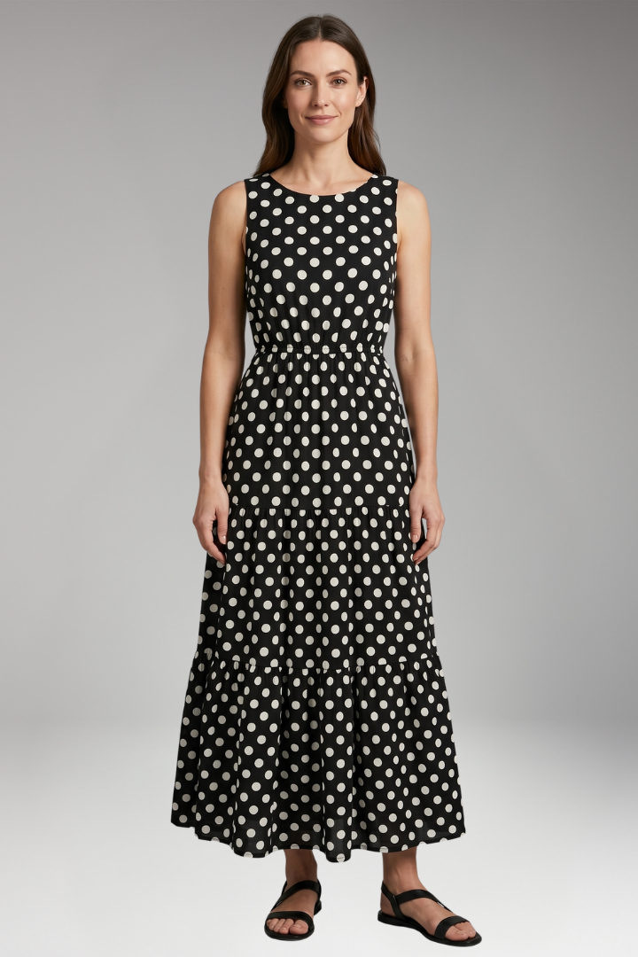 Women's Dress with Elastic Waist and Tiered Hem