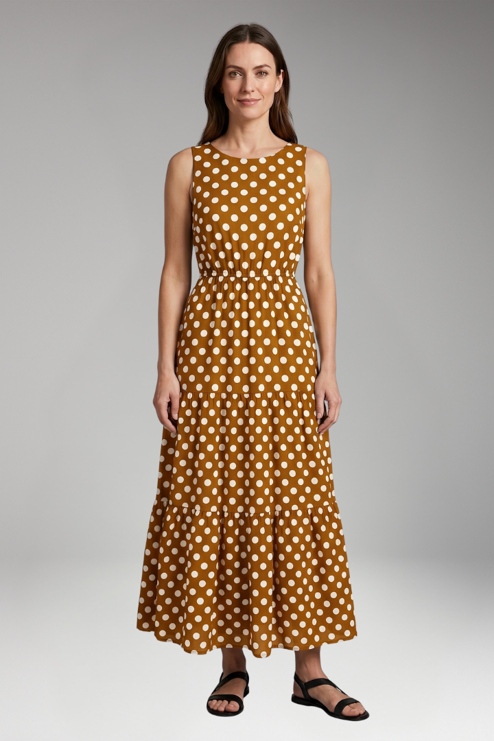Women's Dress with Elastic Waist and Tiered Hem