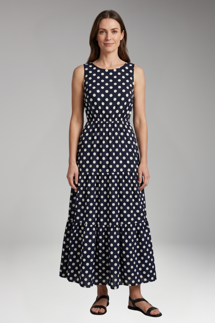 Women's Dress with Elastic Waist and Tiered Hem