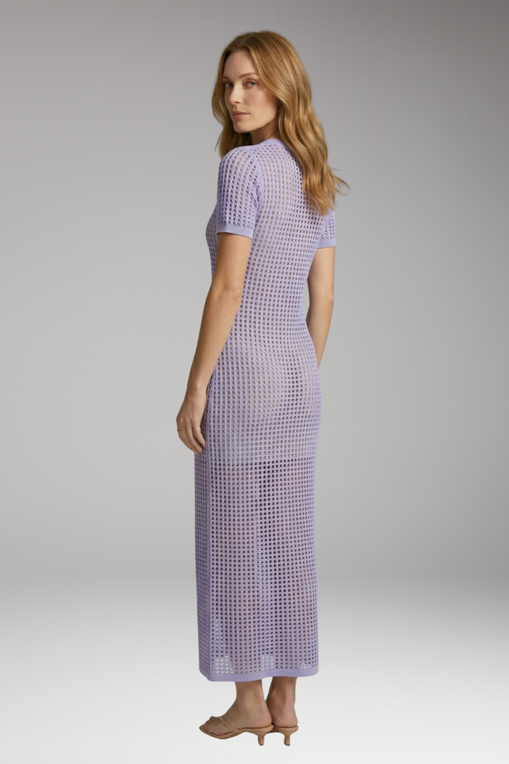 Women's Maxi Dress with Round Neck and Open-Knit Design