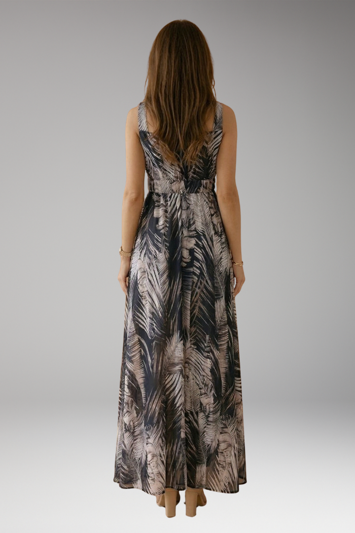 Women's Maxi Dress with Tropical Print and Smocked Waist