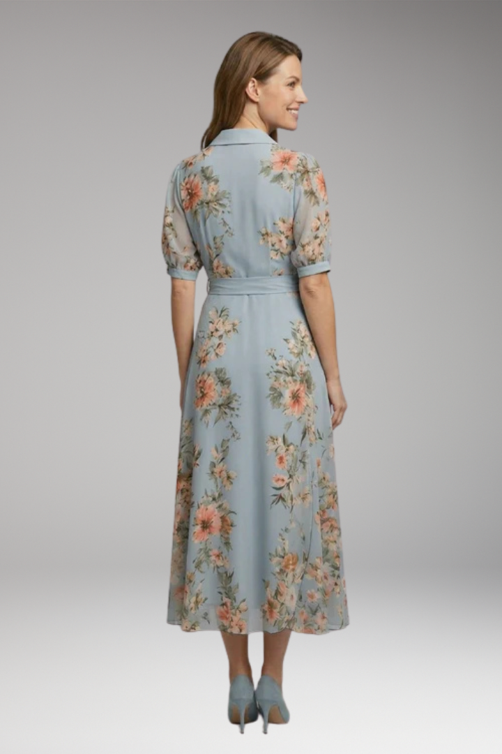Women's Maxi Dress with V-Neck and Tie Waist