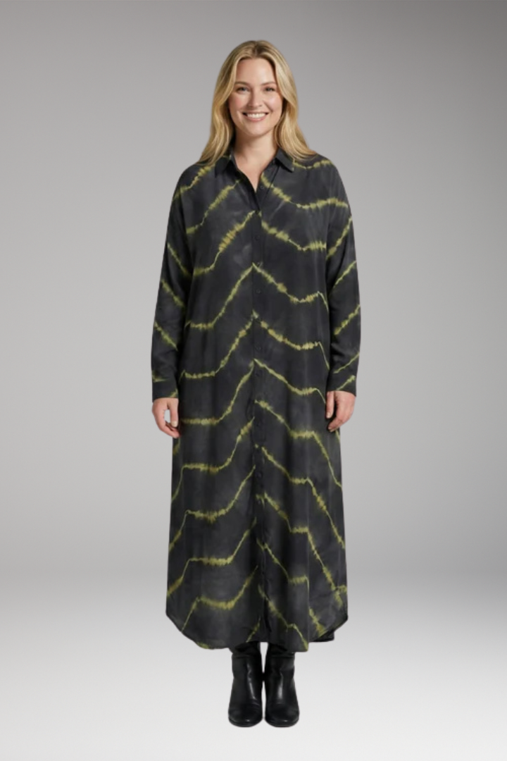 Women's Maxi Dress with V'Neck and Long Sleeves