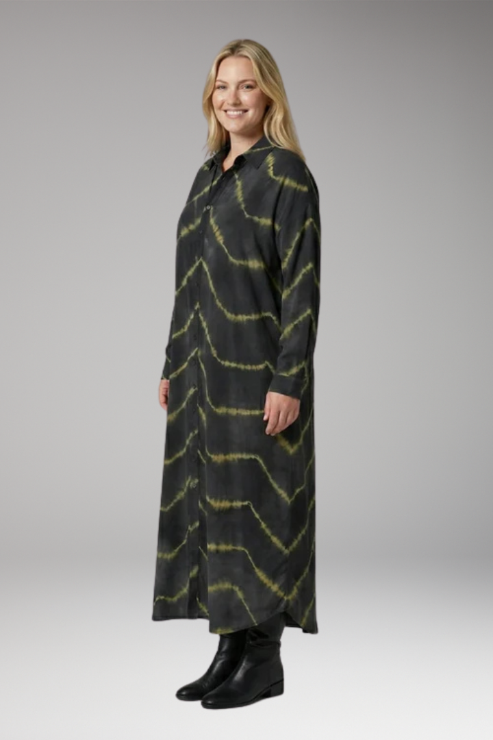 Women's Maxi Dress with V'Neck and Long Sleeves