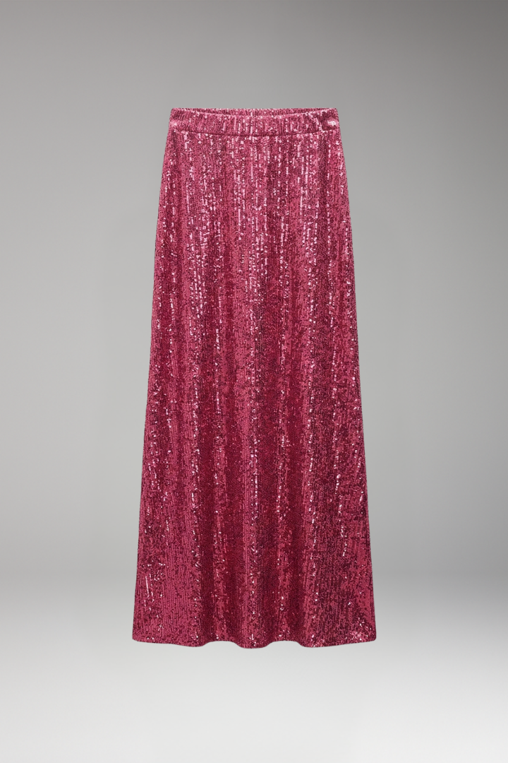 Women's Maxi Skirt with Elastic Waistband and Textured Surface