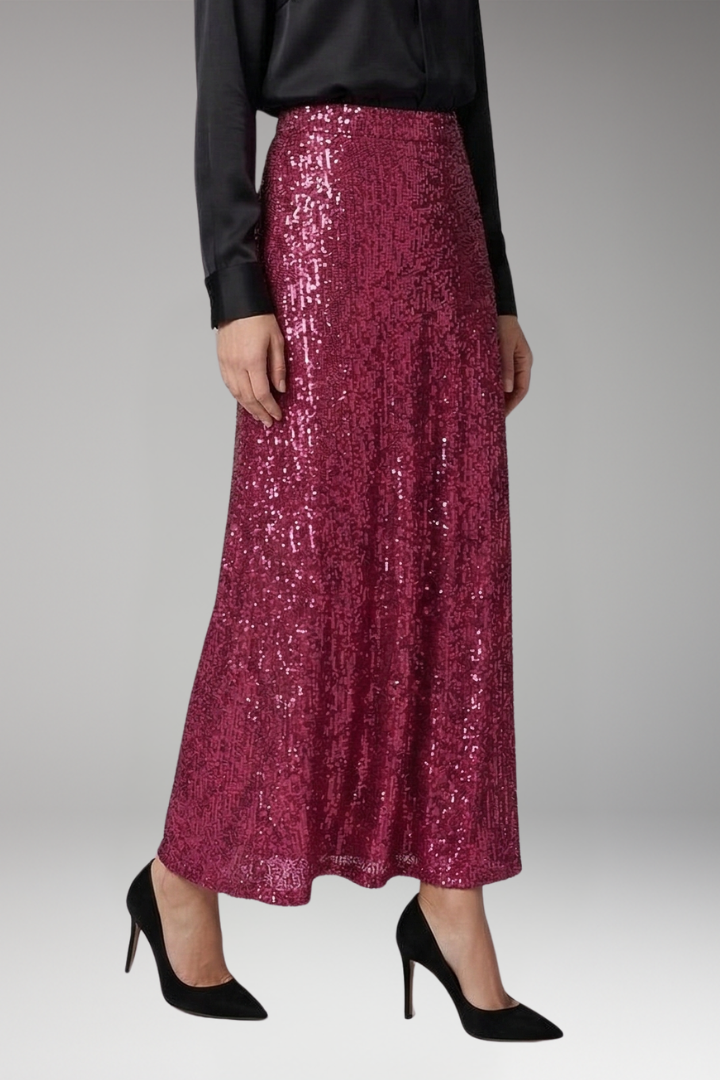 Women's Maxi Skirt with Elastic Waistband and Textured Surface