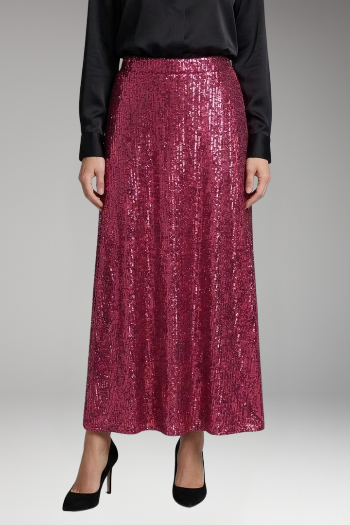 Women's Maxi Skirt with Elastic Waistband and Textured Surface