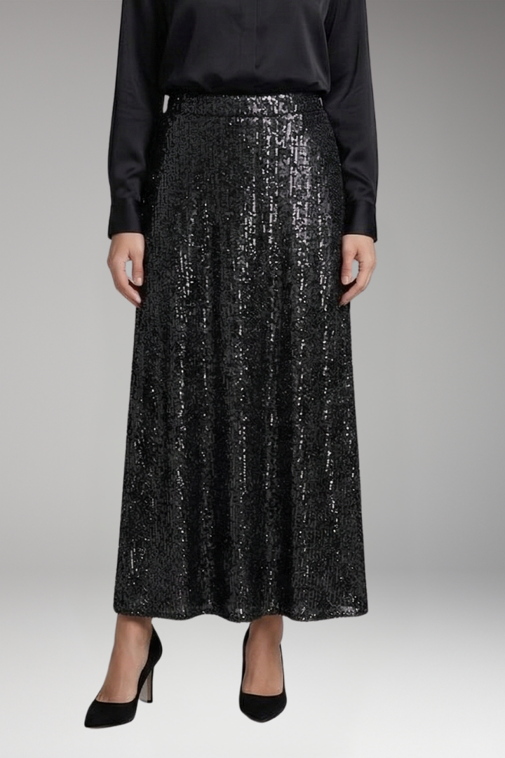 Women's Maxi Skirt with Elastic Waistband and Textured Surface