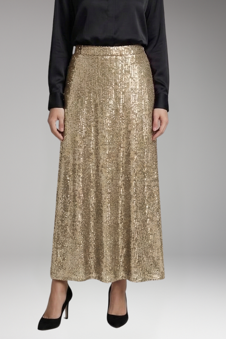 Women's Maxi Skirt with Elastic Waistband and Textured Surface