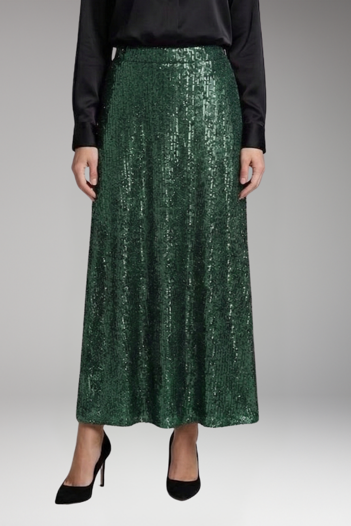 Women's Maxi Skirt with Elastic Waistband and Textured Surface