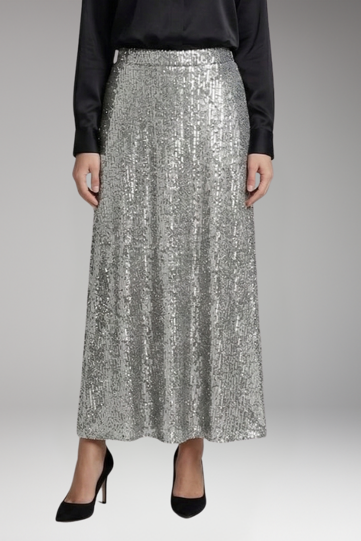 Women's Maxi Skirt with Elastic Waistband and Textured Surface