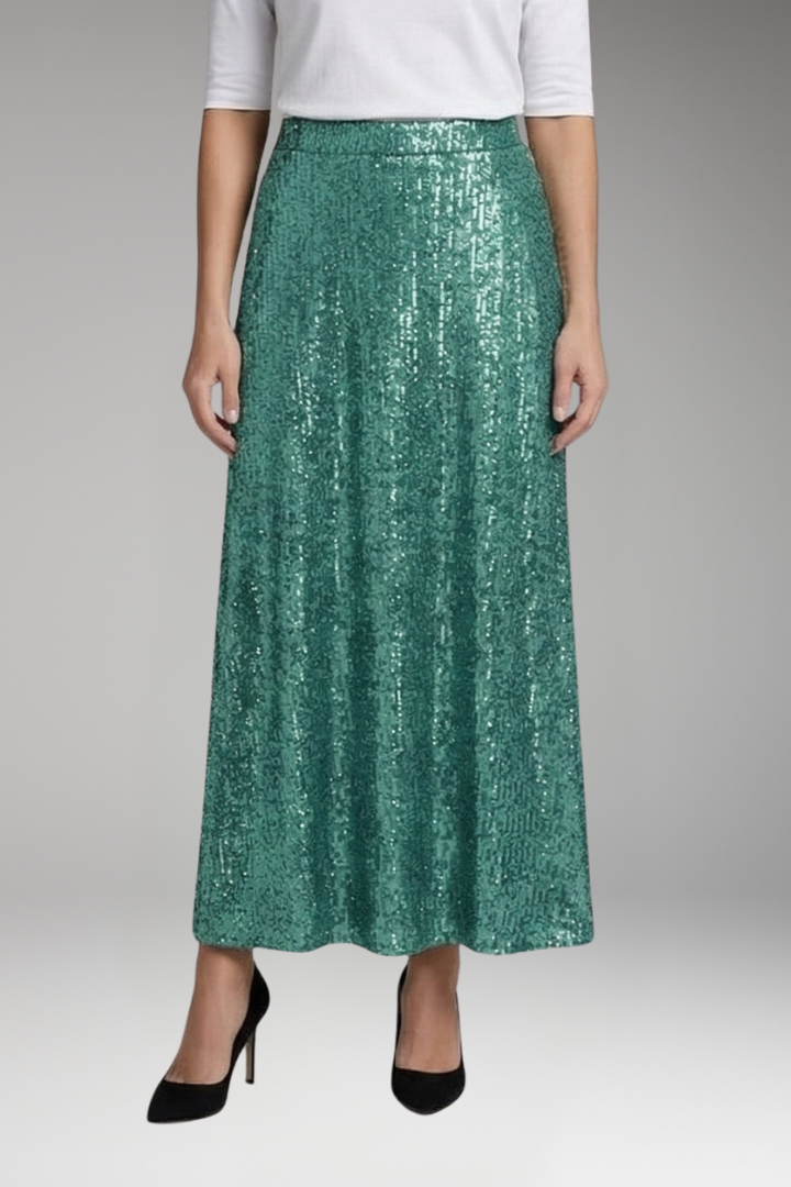 Women's Maxi Skirt with Elastic Waistband and Textured Surface