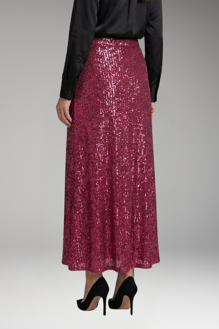 Women's Maxi Skirt with Elastic Waistband and Textured Surface