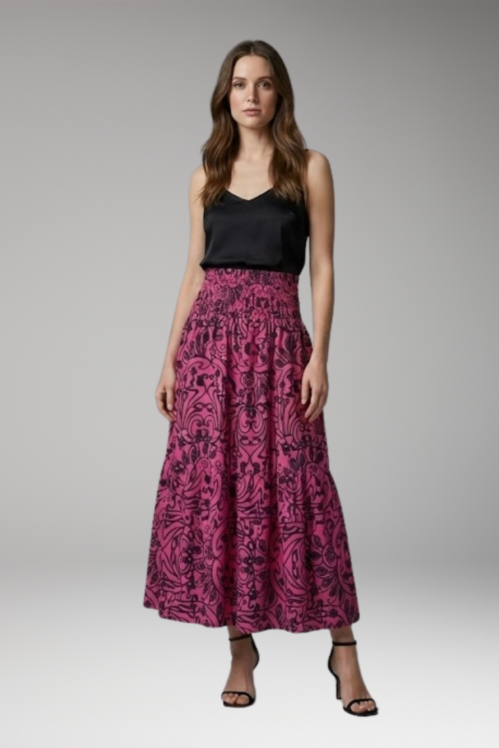 Women's Maxi Skirt with High-Waist and Elastic Waistband