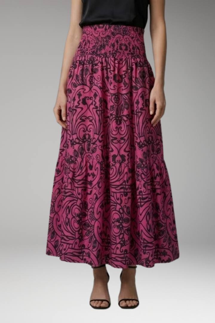 Women's Maxi Skirt with High-Waist and Elastic Waistband