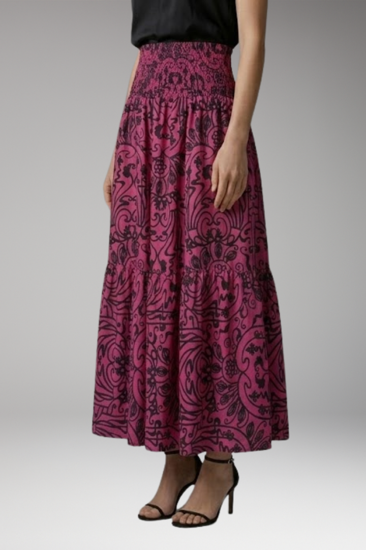Women's Maxi Skirt with High-Waist and Elastic Waistband