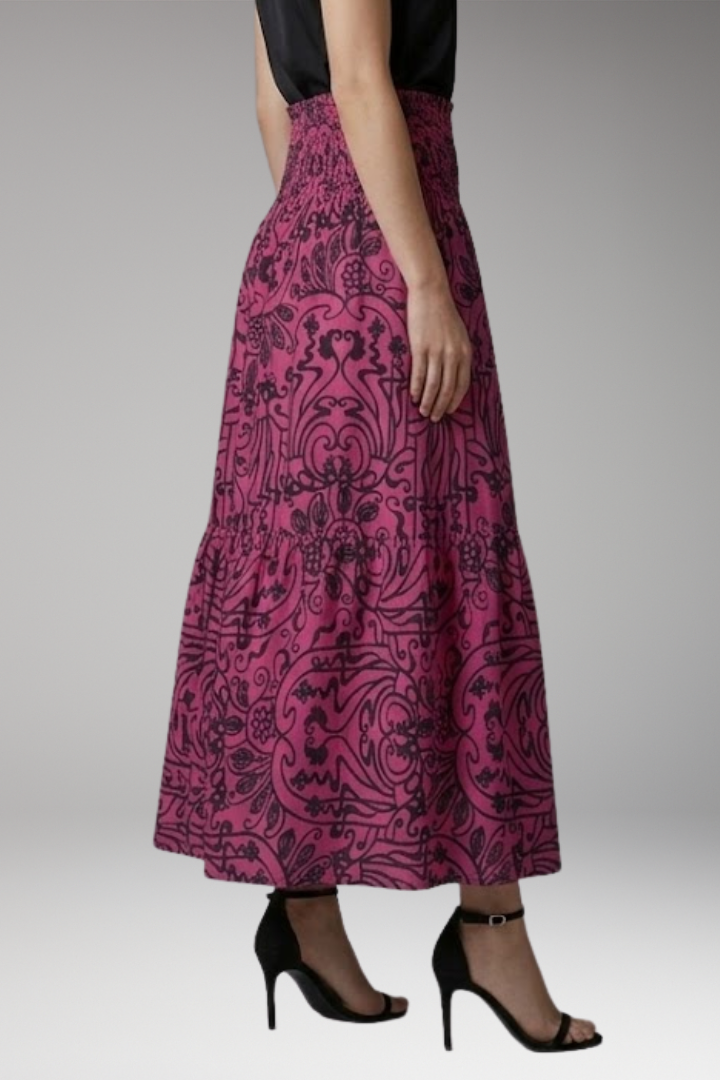 Women's Maxi Skirt with High-Waist and Elastic Waistband