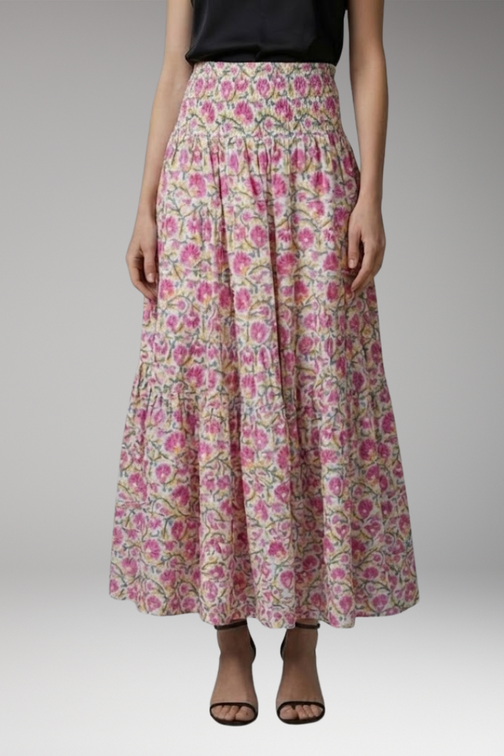 Women's Maxi Skirt with High-Waist and Elastic Waistband