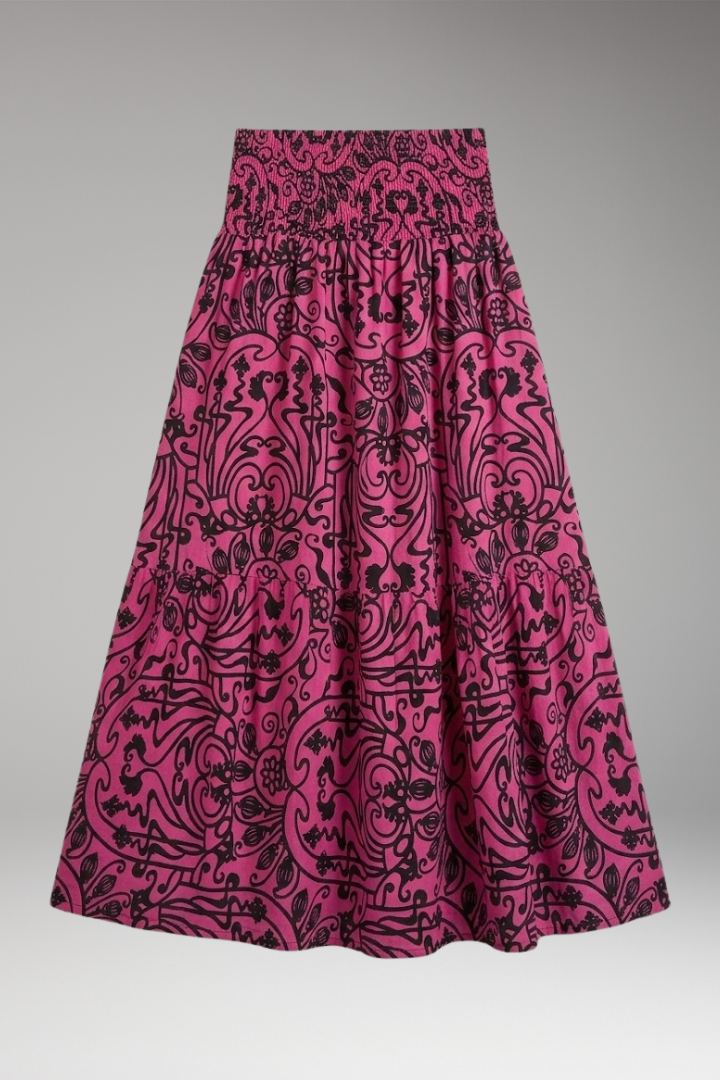 Women's Maxi Skirt with High-Waist and Elastic Waistband