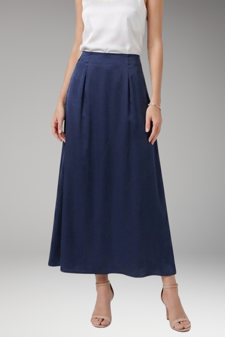 Women's Maxi Skirt with High-Waist and Flared Silhouette