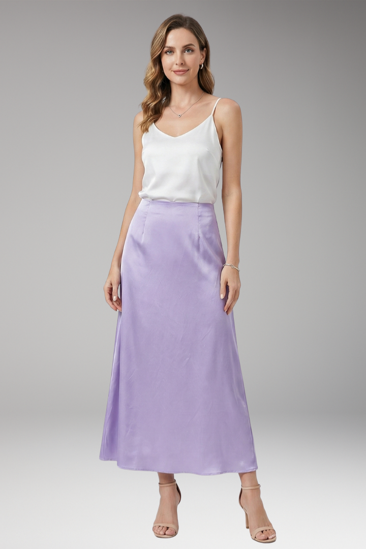 Women's Maxi Skirt with High-Waist and Flared Silhouette