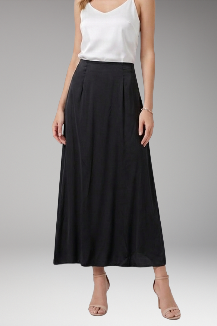 Women's Maxi Skirt with High-Waist and Flared Silhouette