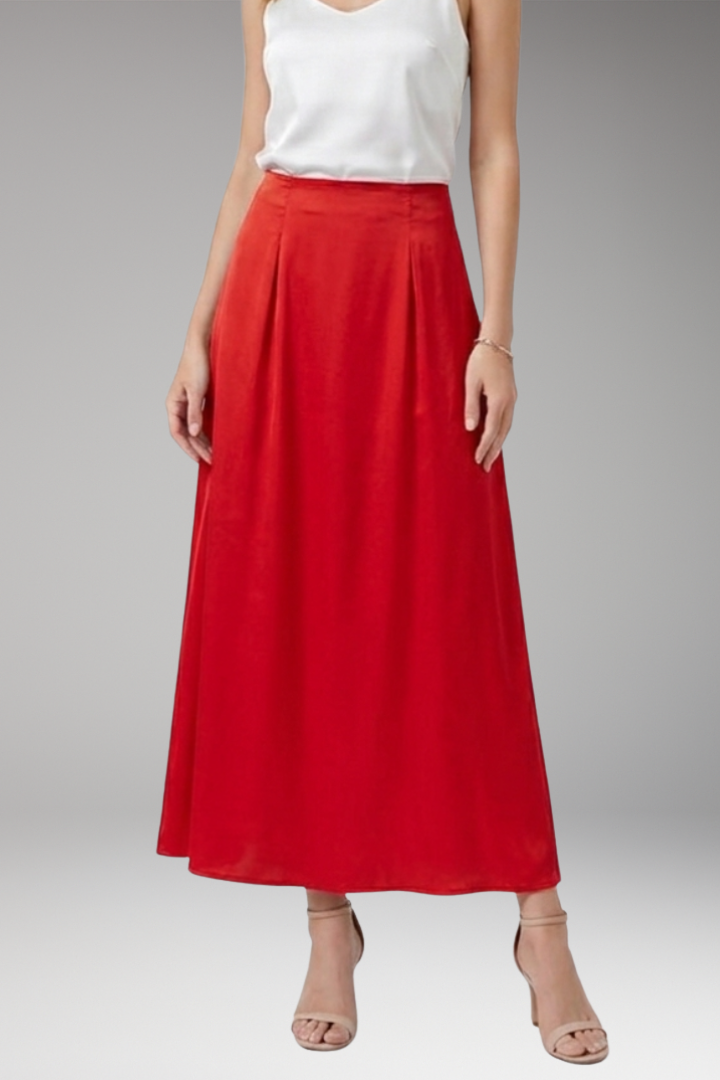 Women's Maxi Skirt with High-Waist and Flared Silhouette