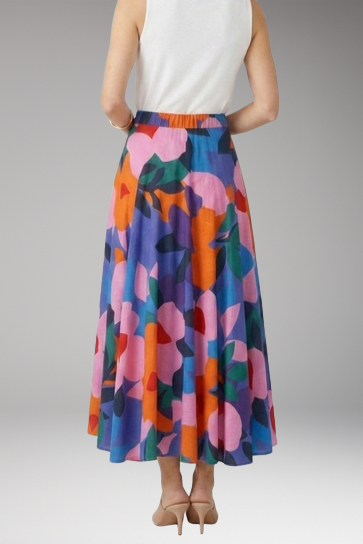 Women's Maxi Skirt with High-Waist and Graphic Print