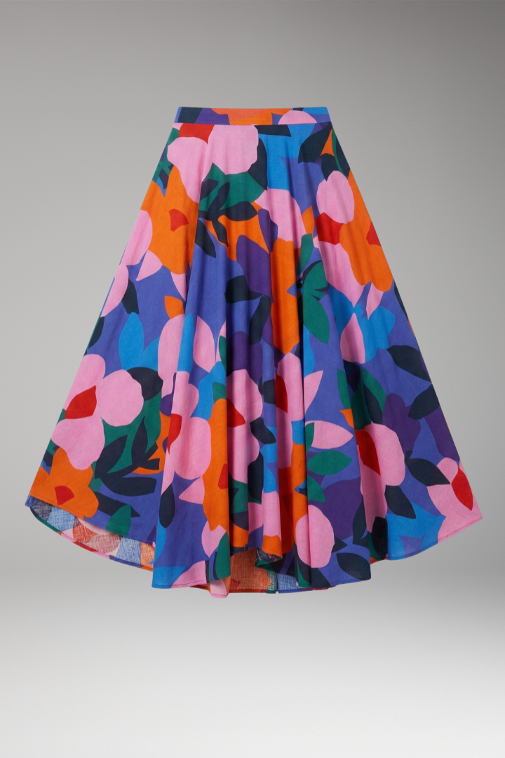 Women's Maxi Skirt with High-Waist and Graphic Print
