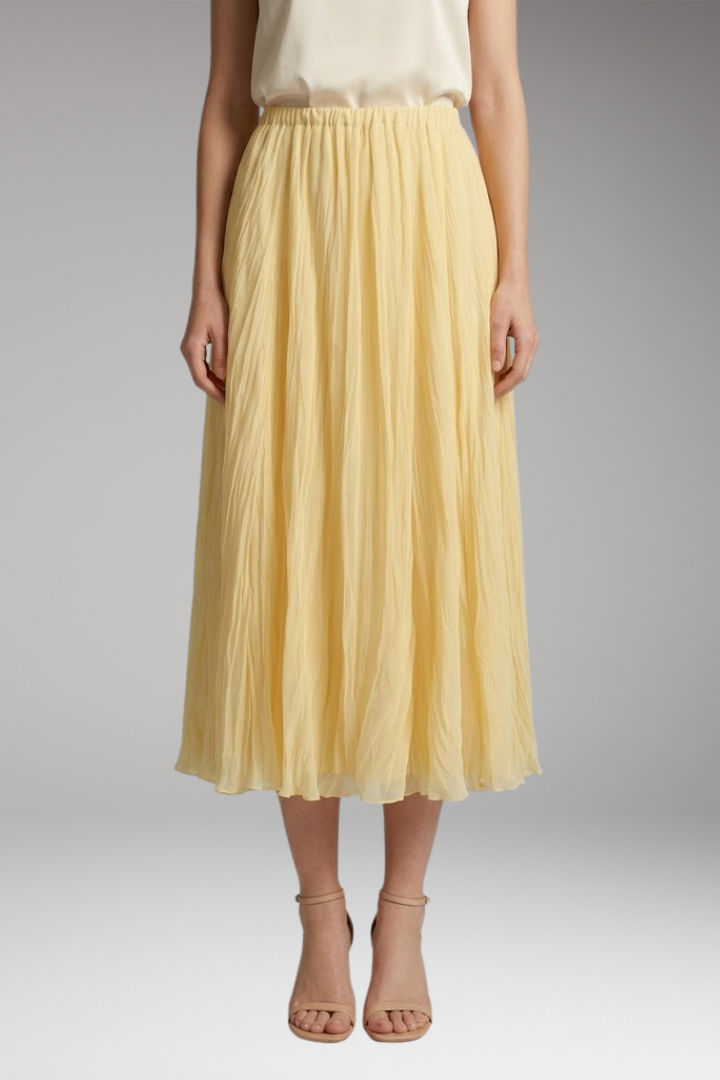 Women's Maxi Skirt with High-Waist and Pleated Design