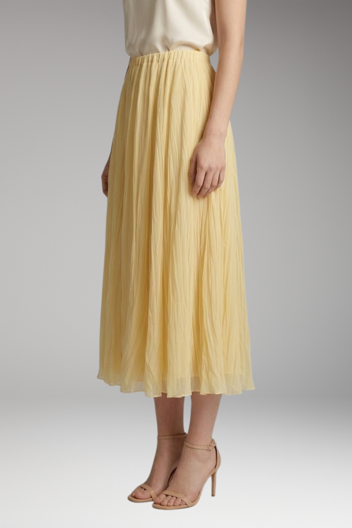 Women's Maxi Skirt with High-Waist and Pleated Design
