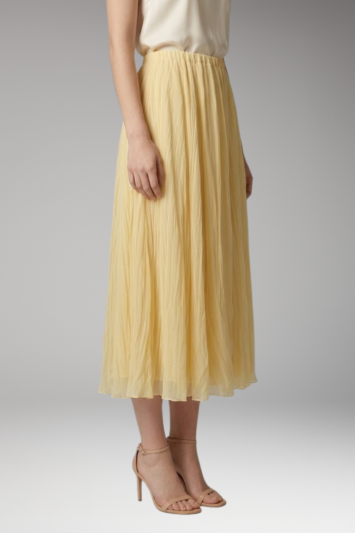 Women's Maxi Skirt with High-Waist and Pleated Design
