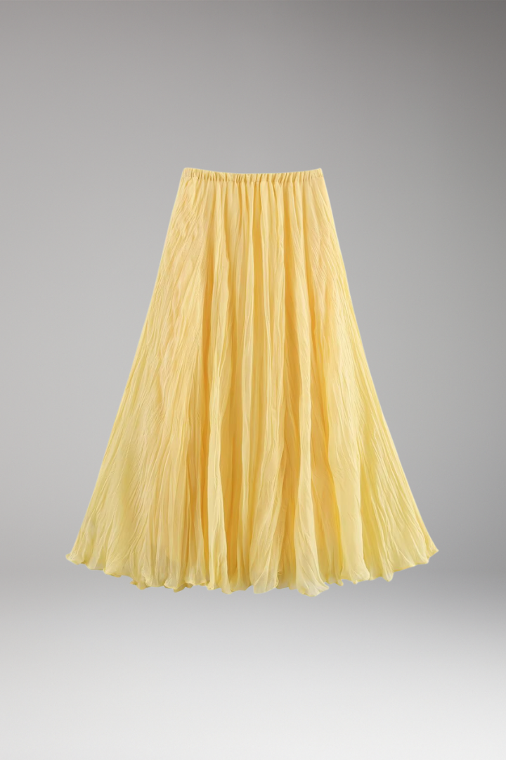 Women's Maxi Skirt with High-Waist and Pleated Design
