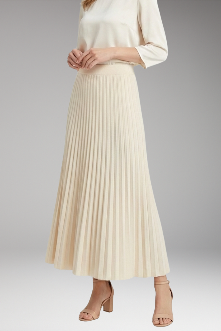 Women's Maxi Skirt with High-Waist and Pleated Panels
