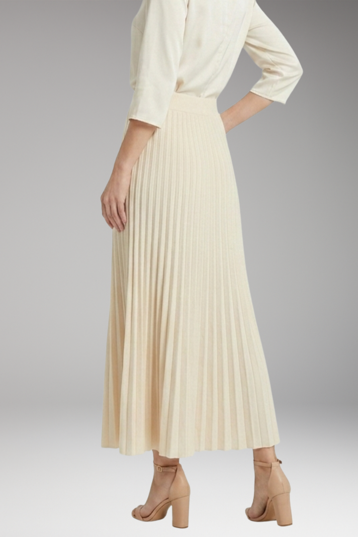 Women's Maxi Skirt with High-Waist and Pleated Panels