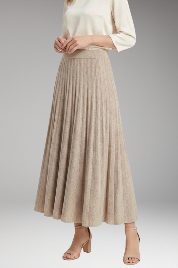 Women's Maxi Skirt with High-Waist and Pleated Panels