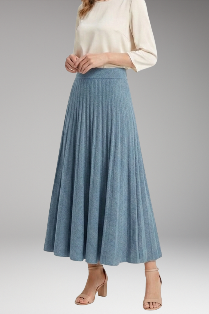 Women's Maxi Skirt with High-Waist and Pleated Panels