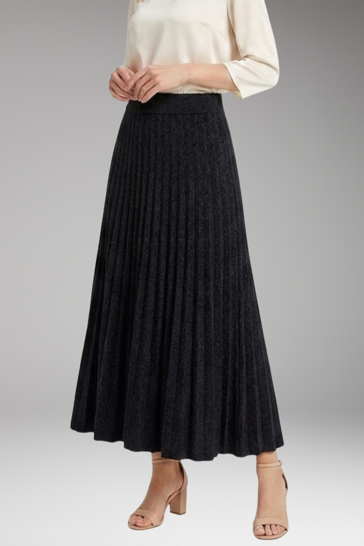Women's Maxi Skirt with High-Waist and Pleated Panels