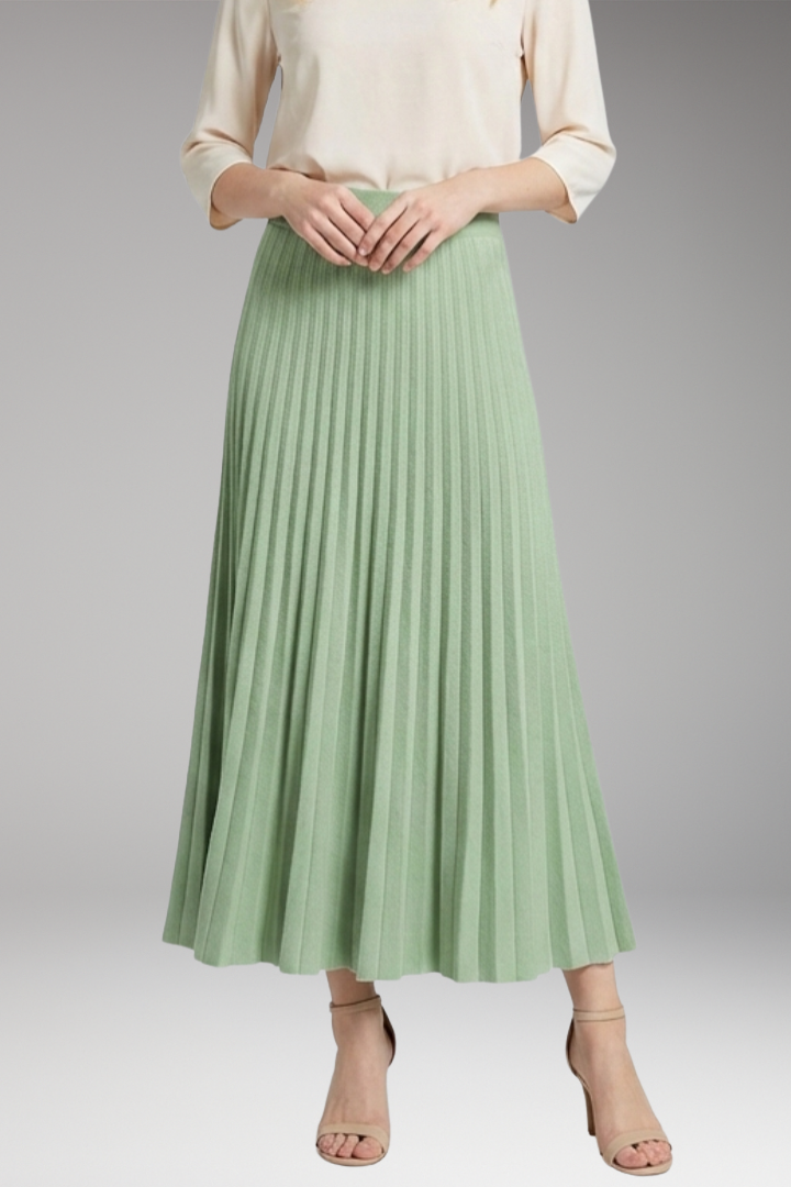 Women's Maxi Skirt with High-Waist and Pleated Panels