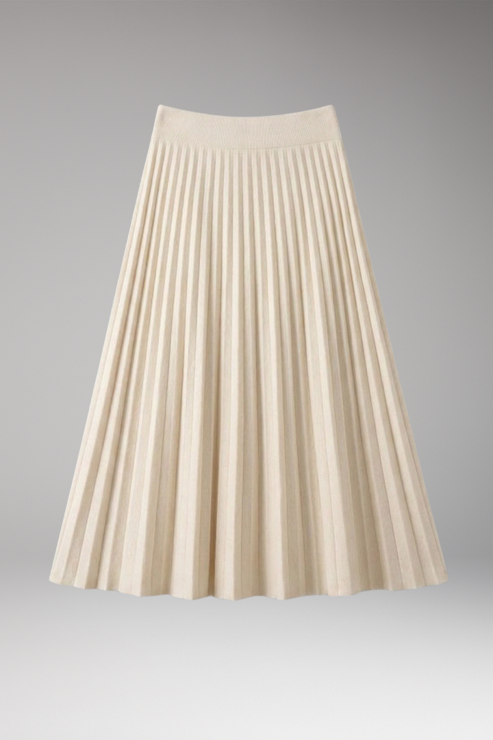 Women's Maxi Skirt with High-Waist and Pleated Panels