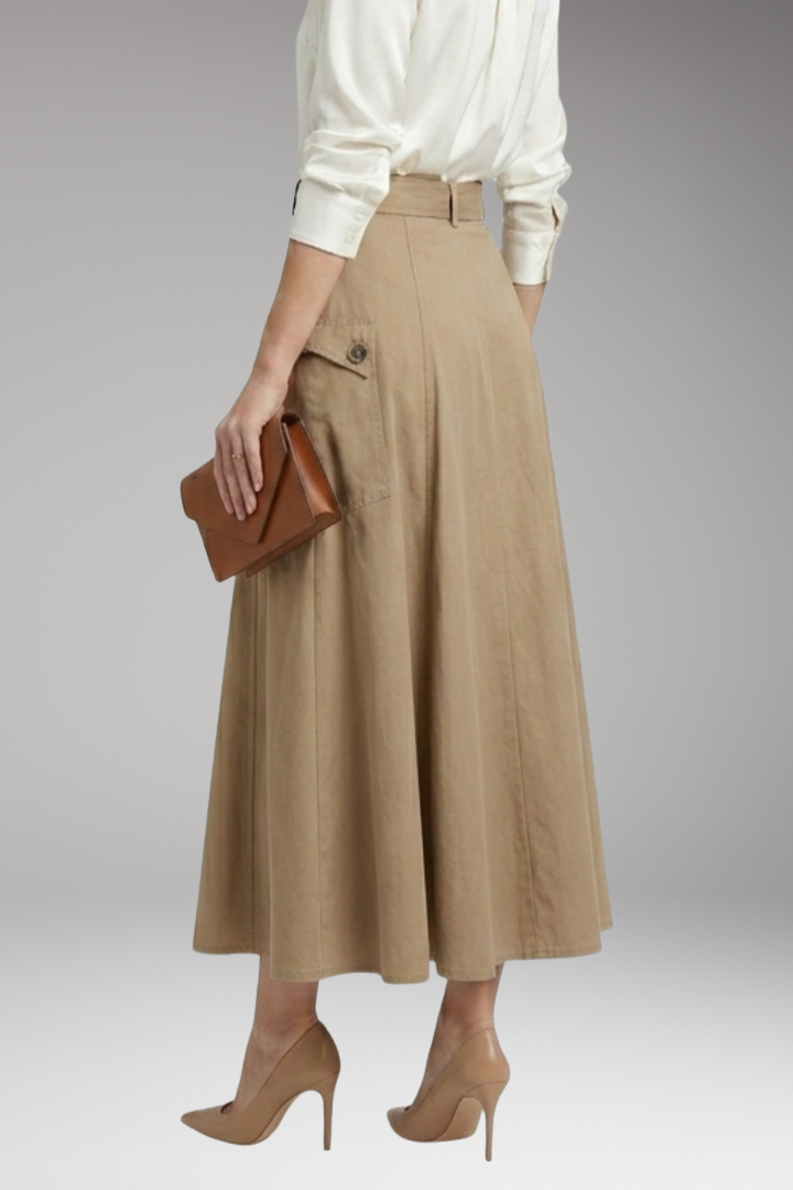 Women's Maxi Skirt with Side Slit and Pockets