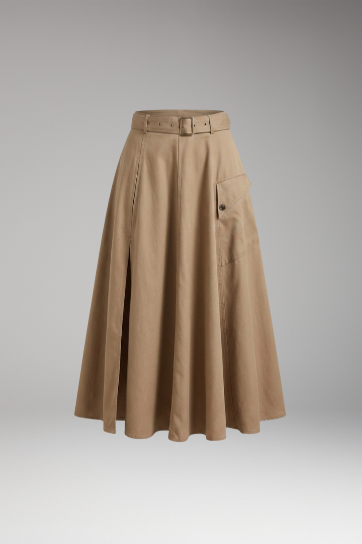 Women's Maxi Skirt with Side Slit and Pockets